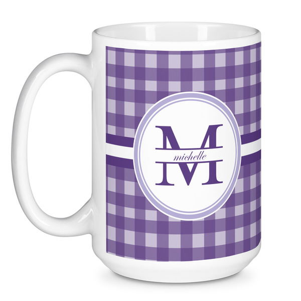 Gingham Print Coffee Mug - 15 oz - White