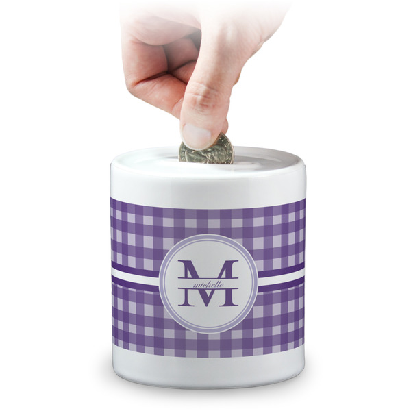Custom Gingham Print Coin Bank (Personalized)