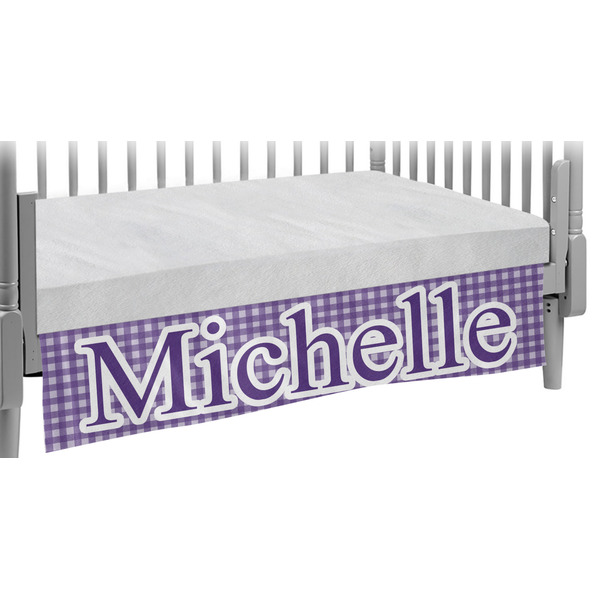 Custom Gingham Print Crib Skirt w/ Name and Initial