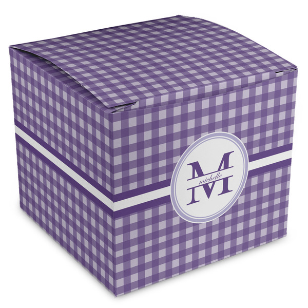 Custom Gingham Print Cube Favor Gift Boxes (Personalized)