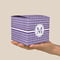 Gingham Print Cube Favor Gift Box - On Hand - Scale View
