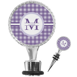 Gingham Print Wine Bottle Stopper (Personalized)
