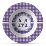 Gingham Print Plastic Bowl - Microwave Safe - Composite Polymer (Personalized)
