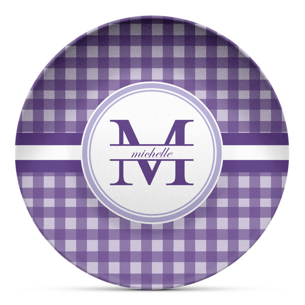 Custom Gingham Print Microwave Safe Plastic Plate - Composite Polymer (Personalized)