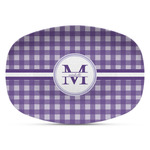 Gingham Print Plastic Platter - Microwave & Oven Safe Composite Polymer (Personalized)