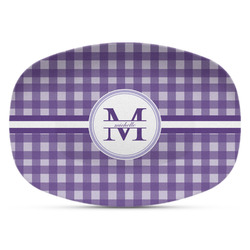 Gingham Print Plastic Platter - Microwave & Oven Safe Composite Polymer (Personalized)