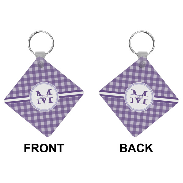 Gingham Print Diamond Keychain (Front + Back)