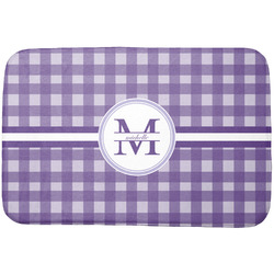 Gingham Print Dish Drying Mat w/ Name and Initial