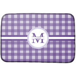 Gingham Print Dish Drying Mat w/ Name and Initial