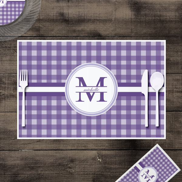 Gingham Print Disposable Paper Placemat - In Context