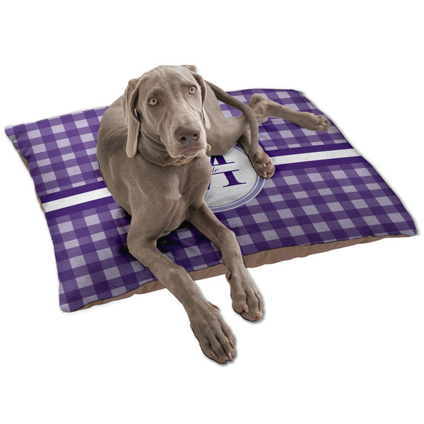Custom Gingham Print Dog Bed - Large w/ Name and Initial