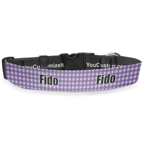 Custom Gingham Print Deluxe Dog Collar - Extra Large (16" to 27") (Personalized)