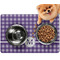 Gingham Print Dog Food Mat - Small LIFESTYLE