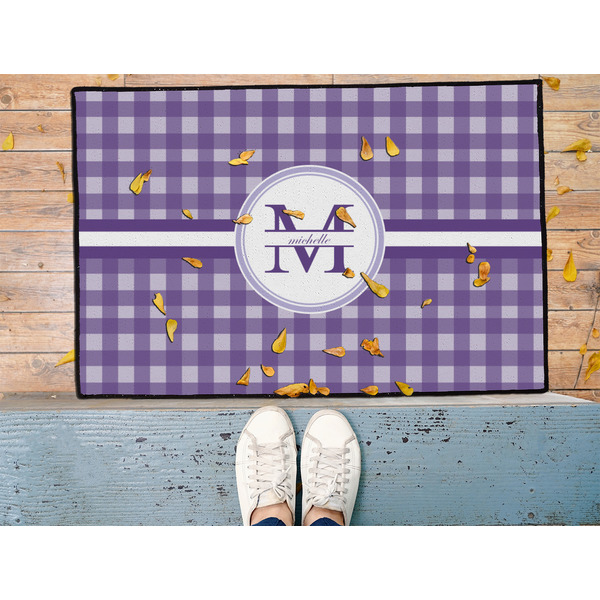 Gingham Print Door Mat - LIFESTYLE (Med)
