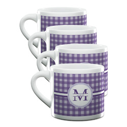 Gingham Print Double Shot Espresso Cups - Set of 4 (Personalized)