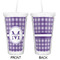 Gingham Print Double Wall Tumbler with Straw - Approval