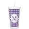 Gingham Print Double Wall Tumbler with Straw (Personalized)