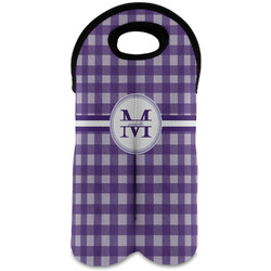 Gingham Print Wine Tote Bag (2 Bottles) (Personalized)