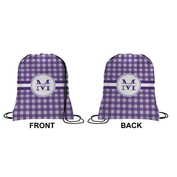 Gingham Print Drawstring Backpack Front & Back Small
