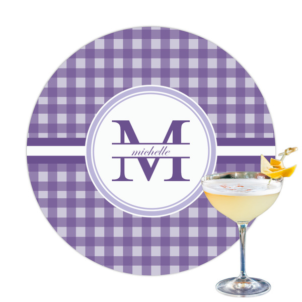 Custom Gingham Print Printed Drink Topper (Personalized)