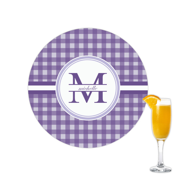 Custom Gingham Print Printed Drink Topper - 2.15" (Personalized)