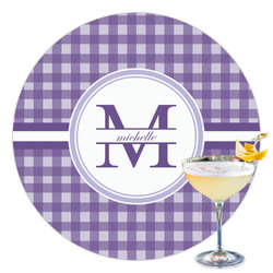 Gingham Print Printed Drink Topper - 3.5" (Personalized)