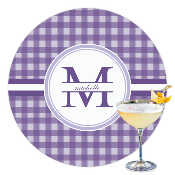 Custom Gingham Print Printed Drink Topper - 3.5" (Personalized)
