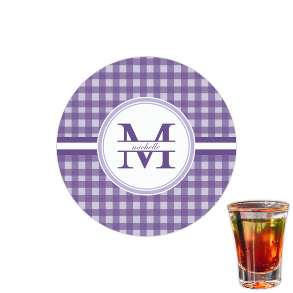 Custom Gingham Print Printed Drink Topper - 1.5" (Personalized)