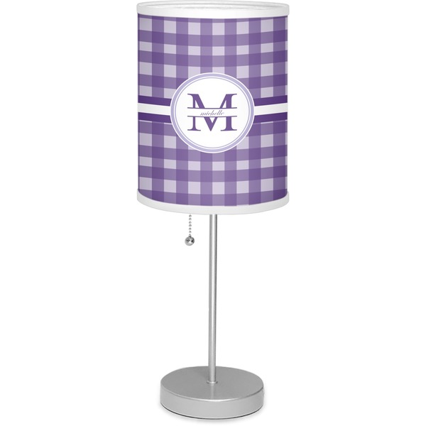 Custom Gingham Print 7" Drum Lamp with Shade Linen (Personalized)