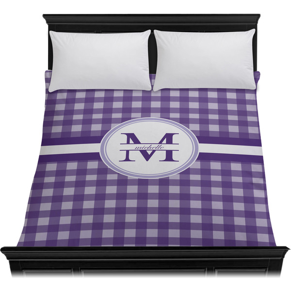 Gingham Print Duvet Cover - Queen - On Bed - No Prop