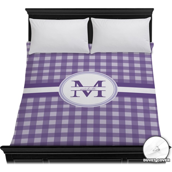 Custom Gingham Print Duvet Cover - Full / Queen (Personalized)