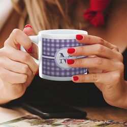 Gingham Print Double Shot Espresso Cup - Single (Personalized)