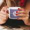 Gingham Print Espresso Cup - 6oz (Double Shot) LIFESTYLE (Woman hands cropped)