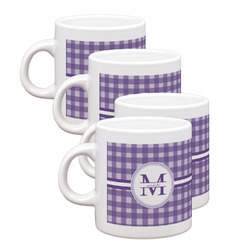 Gingham Print Single Shot Espresso Cups - Set of 4 (Personalized)