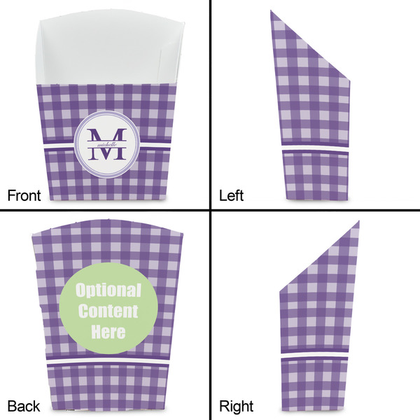 Gingham Print French Fry Favor Box - Front & Back View