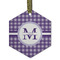 Gingham Print Frosted Glass Ornament - Hexagon