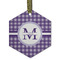 Gingham Print Flat Glass Ornament - Hexagon w/ Name and Initial