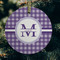 Gingham Print Frosted Glass Ornament - Round (Lifestyle)