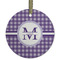 Gingham Print Frosted Glass Ornament - Round