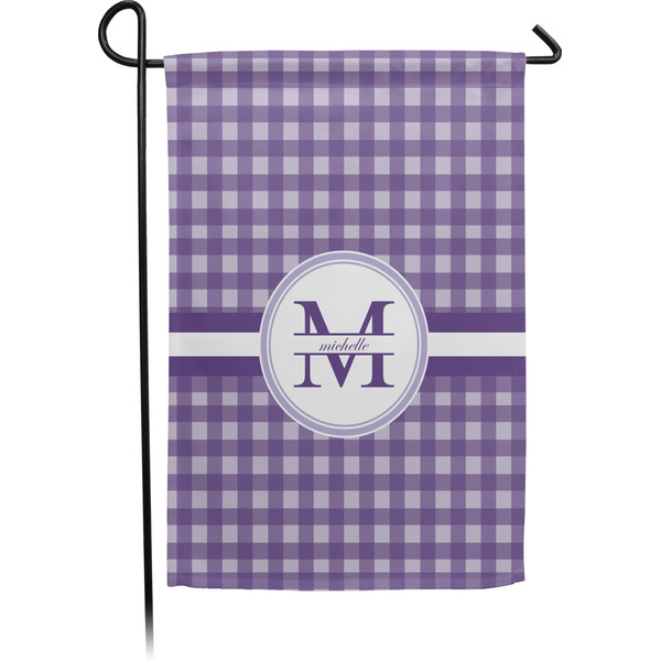 Custom Gingham Print Small Garden Flag - Single Sided w/ Name and Initial