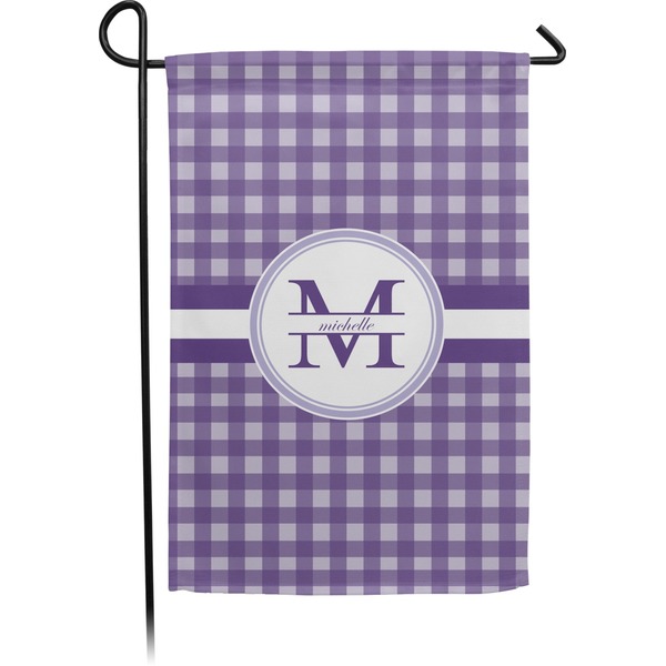 Custom Gingham Print Small Garden Flag - Double Sided w/ Name and Initial