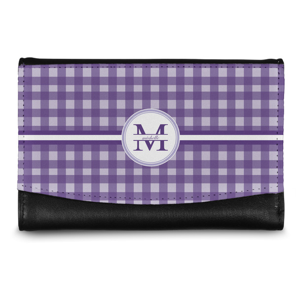 Custom Gingham Print Genuine Leather Women's Wallet - Small (Personalized)