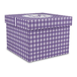 Gingham Print Gift Box with Lid - Canvas Wrapped - Large (Personalized)