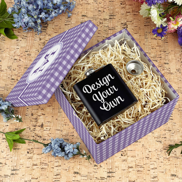 Gingham Print Gift Boxes with Lid - Canvas Wrapped - Large - In Context