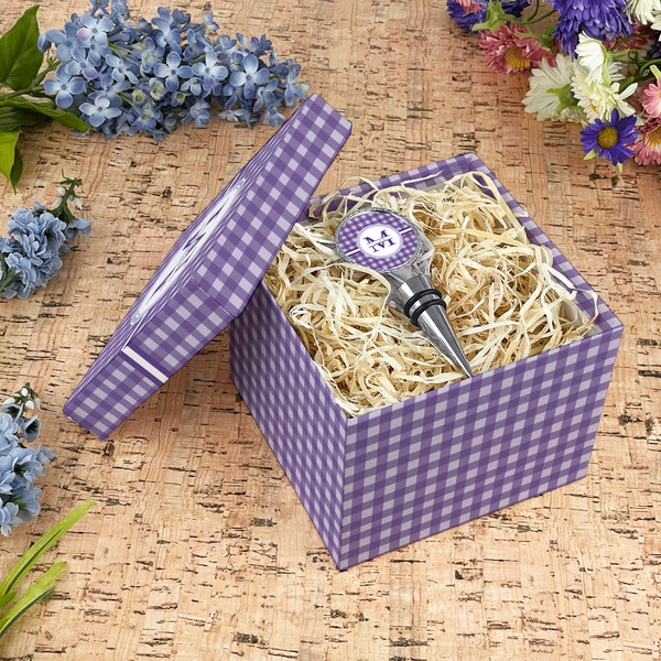 Gingham Print Gift Boxes with Lid - Canvas Wrapped - Medium - In Context