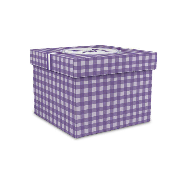 Custom Gingham Print Gift Box with Lid - Canvas Wrapped - Small (Personalized)