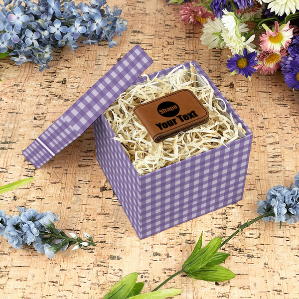 Gingham Print Gift Boxes with Lid - Canvas Wrapped - Small - In Context