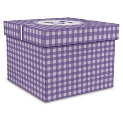 Gingham Print Gift Box with Lid - Canvas Wrapped - X-Large (Personalized)