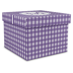 Gingham Print Gift Box with Lid - Canvas Wrapped - XX-Large (Personalized)