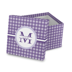 Gingham Print Gift Box with Lid - Canvas Wrapped (Personalized)